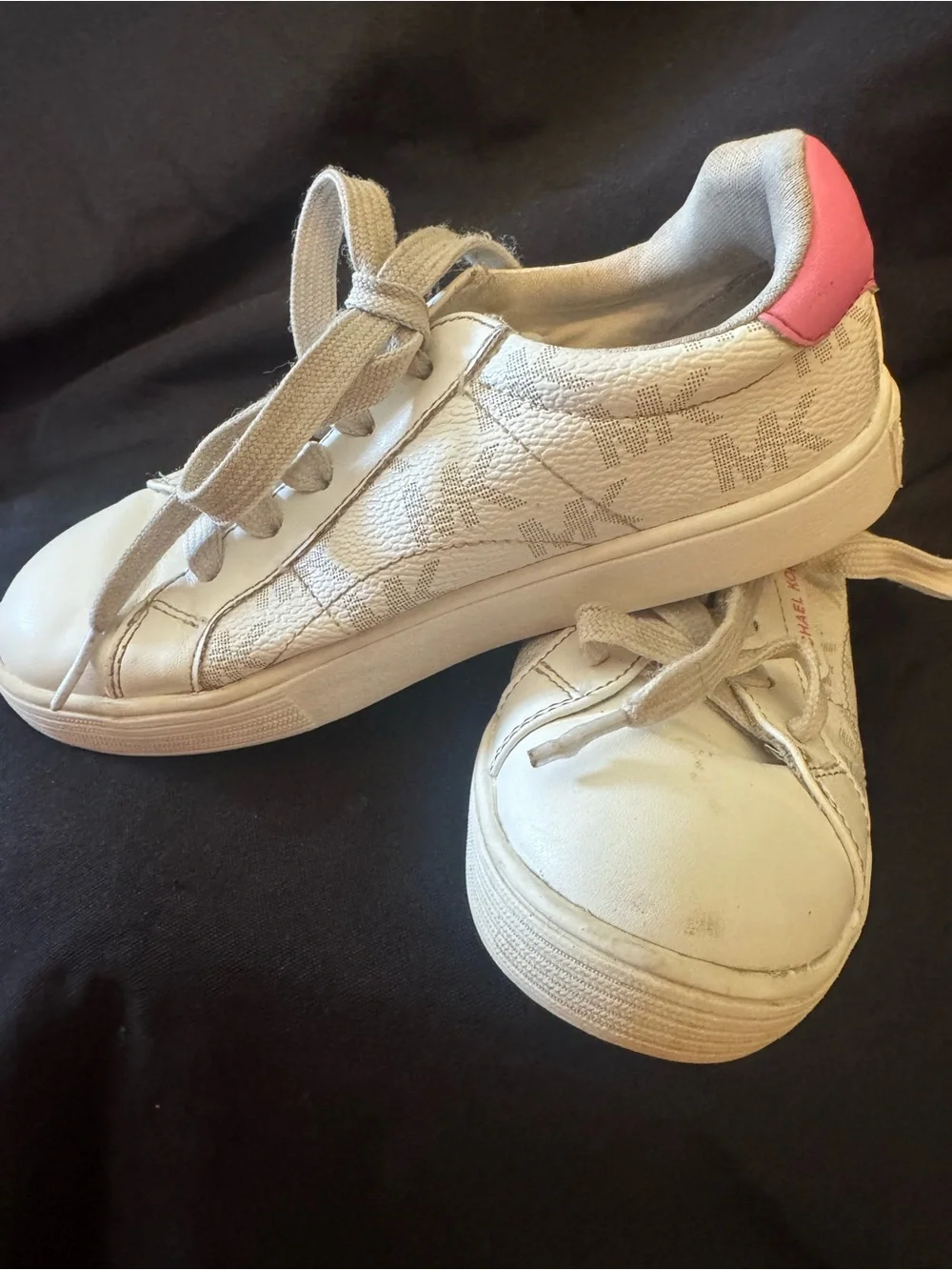 Michael Kors Kids White and Pink Logo Casual Sneakers